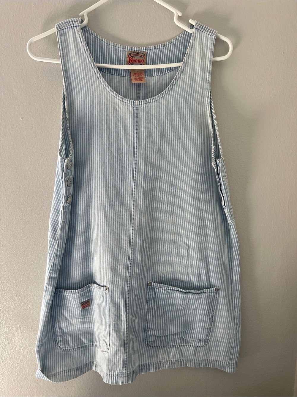 Vintage Light Blue Striped Cotton Dress